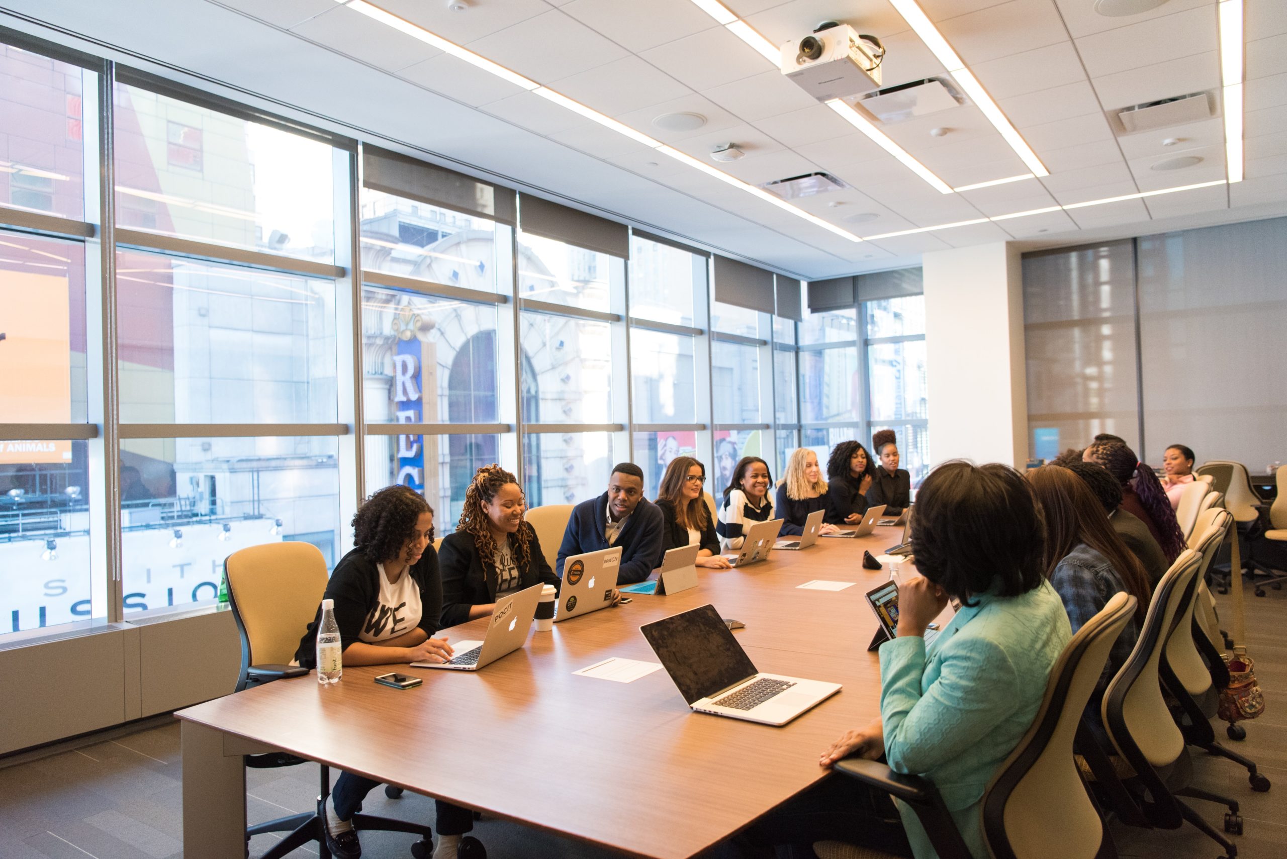 scholarship board meeting in conference room